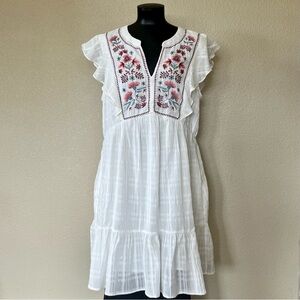 Sonoma White Pink Ruffled Tiered Sundress
